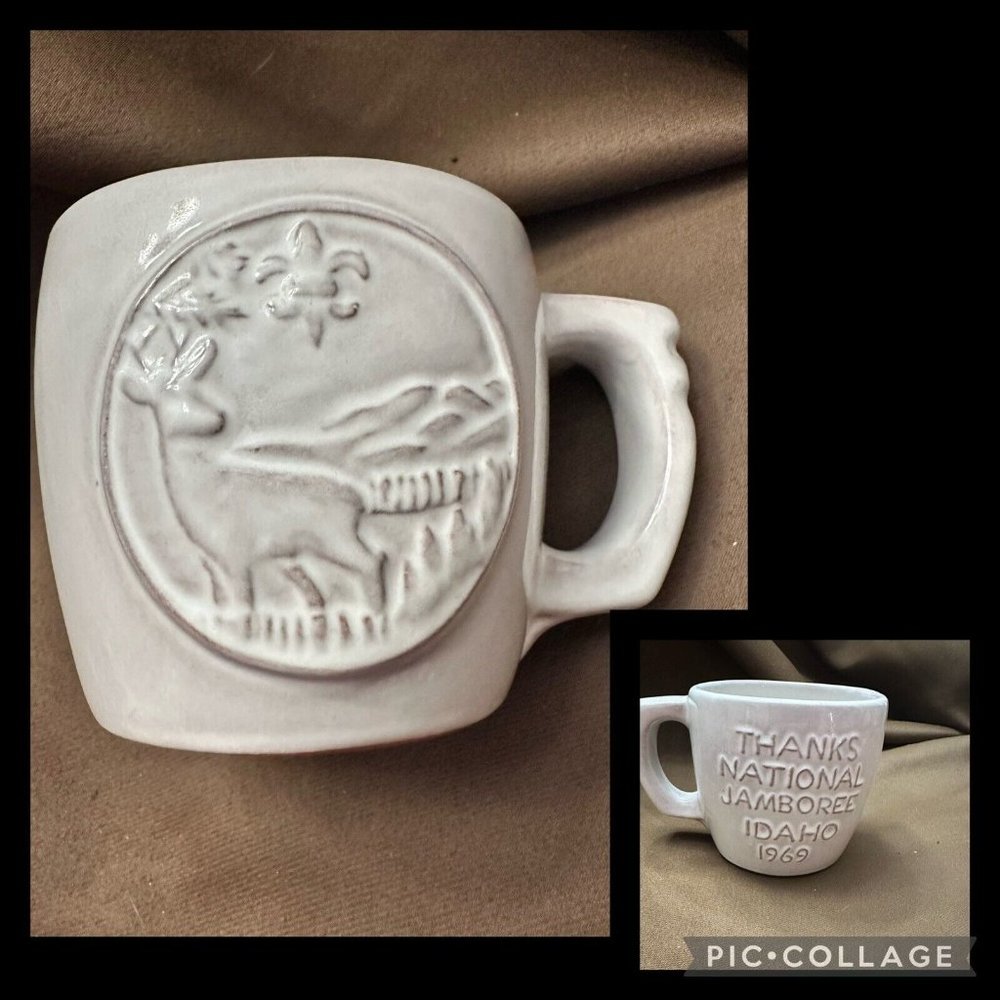Vintage Frankoma 1969 Boy Scouts‎ National Jamboree Idaho Mug 5C Gray Pottery